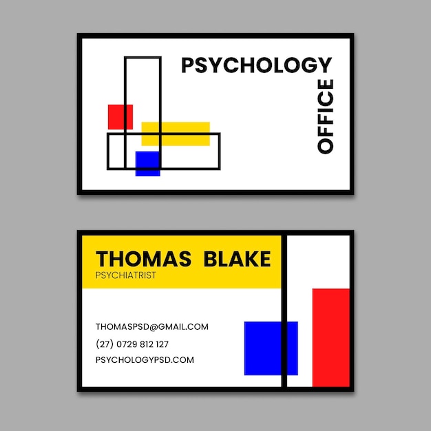 Vector psychology office horizontal business card template