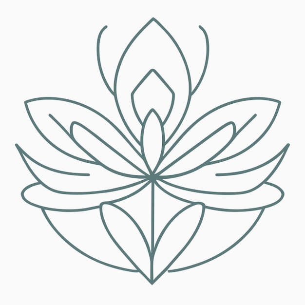 Psychology symbol with flower vector illustration line art