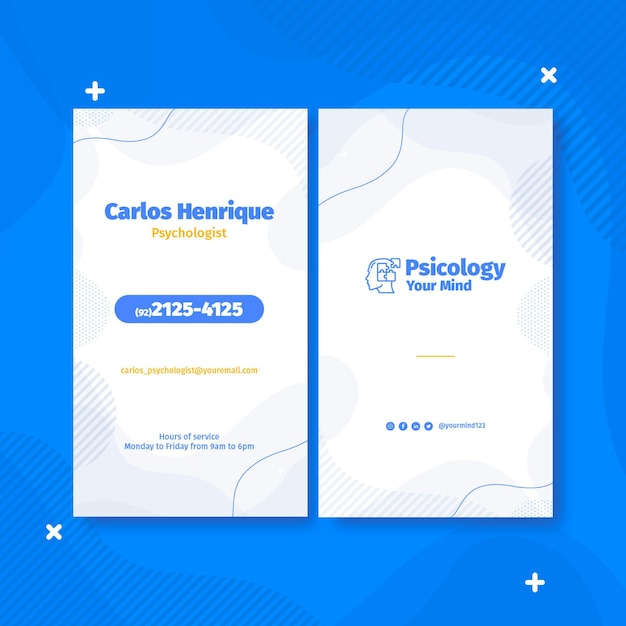 Vector psychology vertical business card