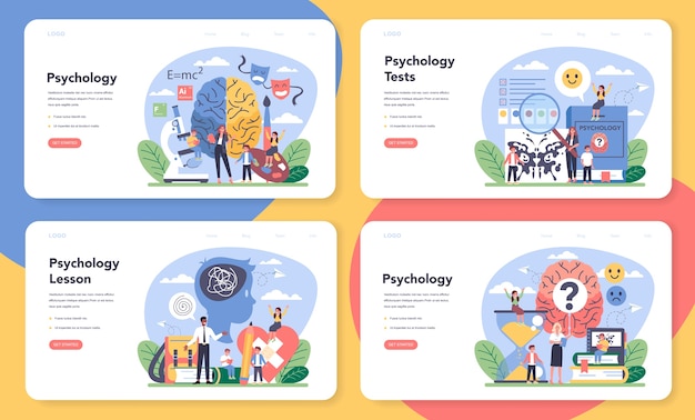 Psychology web banner or landing page set