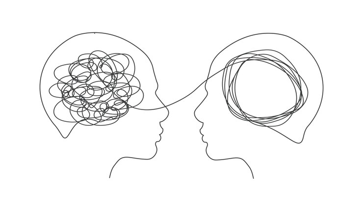 Psychotherapy concept Abstract metaphor of problem solving or difficult situation Tangle in a head