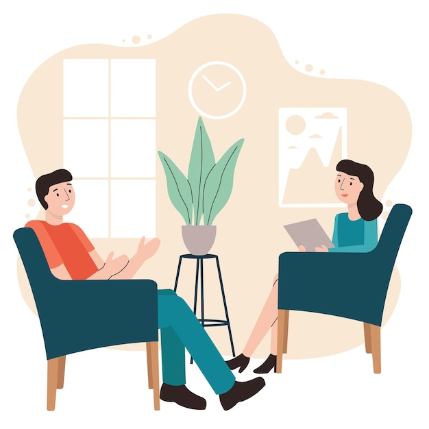 Psychotherapy session patient having individual psychological therapy and counseling with therapist