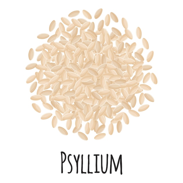 Vector psyllium voor het ontwerp, het etiket en de verpakking van de sjabloonboerenmarkt. natuurlijke energie-eiwit biologische superfood. vector cartoon geïsoleerde illustratie.