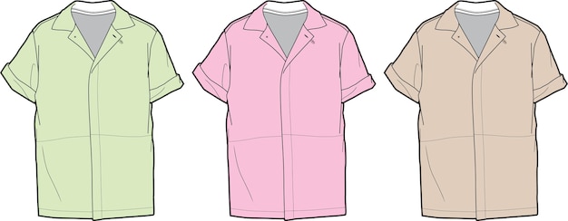 PT Torino Buttoned Polo Shirt flat sketch technical drawing vector illustration template