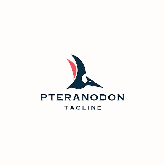 Pteranodon flying reptile animal logo icon design template flat\
vector