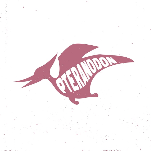 Pteranodon kleurrijke dinosaurus met belettering en textuur. vector illustratie.