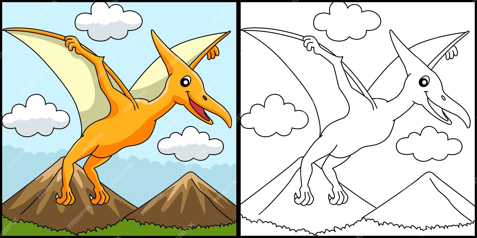 Dinosaur pterodactyloidea coloring page Royalty Free Vector