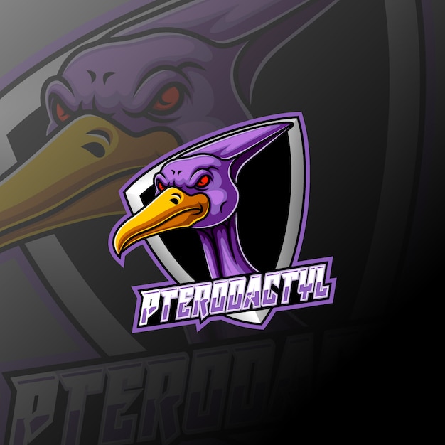 Vector pterodactyl e sport logo mascot design