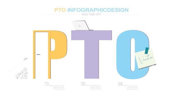 Pto paid time off concept with keywords people and icons flat vector illustration isolated on w