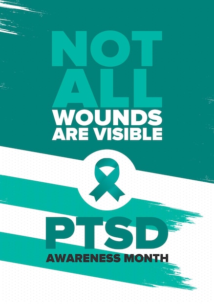 PTSD Awareness Month in June Post Traumatic Stress Disorder Medical healthcare design Vector art