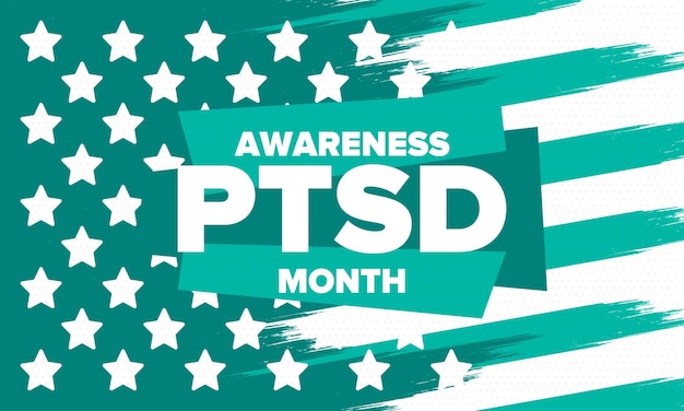 PTSD Awareness Month in June Post Traumatic Stress Disorder Medical healthcare design Vector art