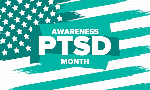 Vector ptsd awareness month in june post traumatic stress disorder medical healthcare design vector art