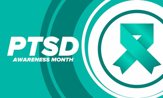 PTSD Awareness Month in June Post Traumatic Stress Disorder Medical healthcare design Vector art