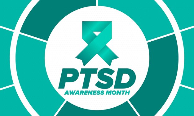 PTSD Awareness Month in June Post Traumatic Stress Disorder Medical healthcare design Vector art