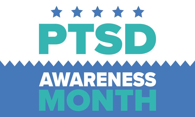 Vector ptsd awareness month in june post traumatic stress disordermedical health care design vector