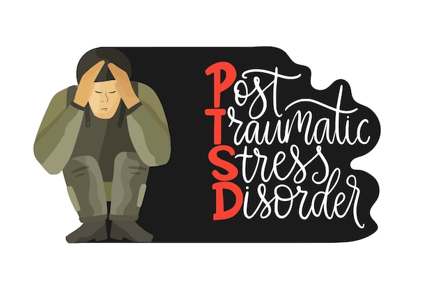 PTSD Post traumatic stress disorder vector illustration