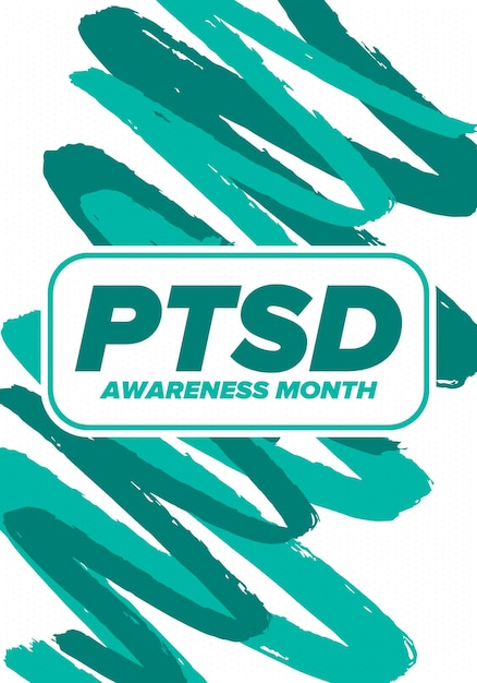 PTSS-bewustzijnsmaand in juni Posttraumatische stressstoornis Medische gezondheidszorgontwerp Vectorkunst