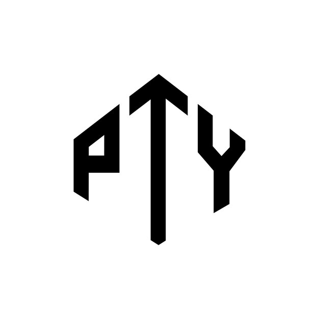 PTY letter logo ontwerp met veelhoek vorm PTY veelhoek en kubus vorm logo ontwerp PTY zeshoek vector logo sjabloon witte en zwarte kleuren PTY monogram bedrijf en vastgoed logo