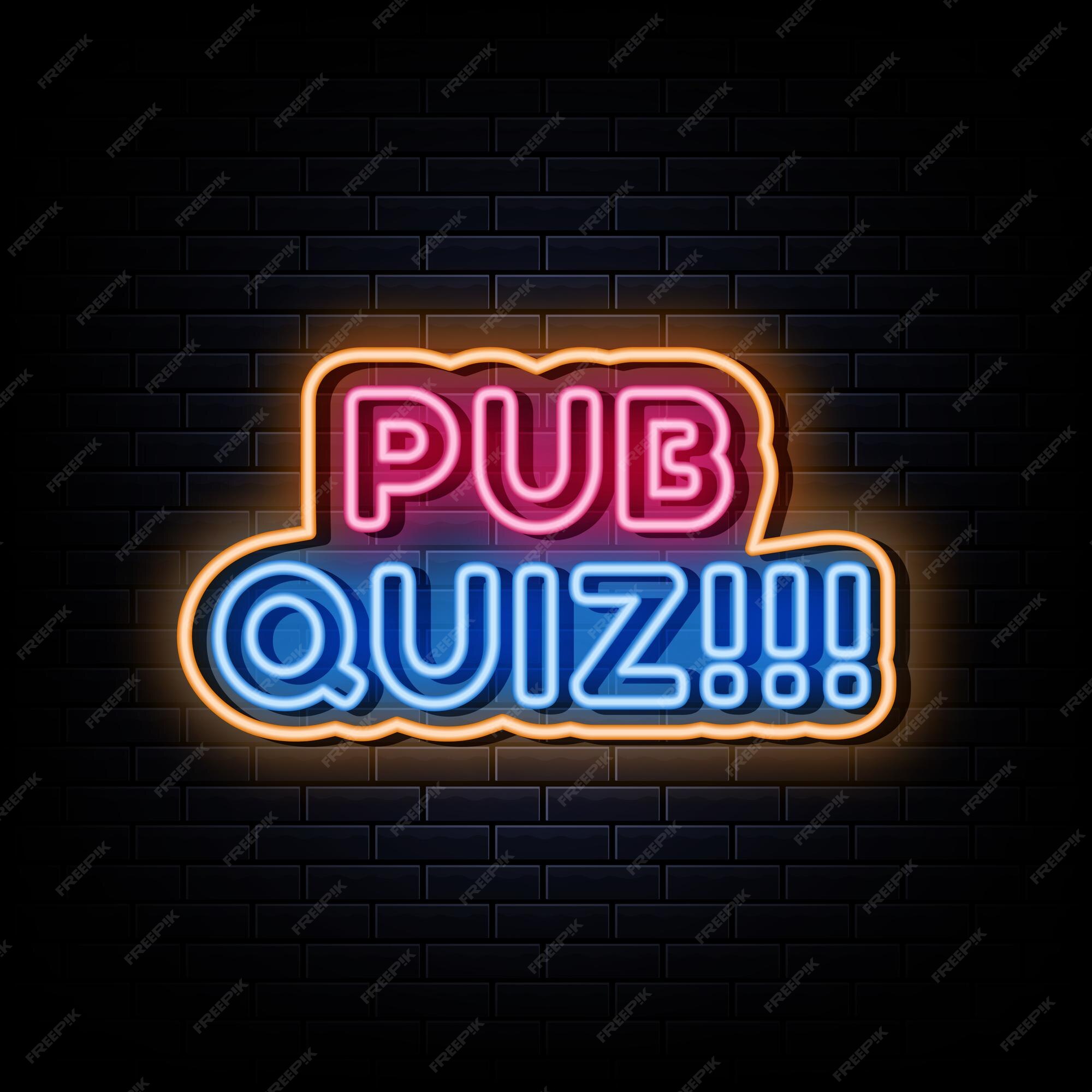 Anúncio Quiz Time poster neon signboard vector. Pub Quiz vintage