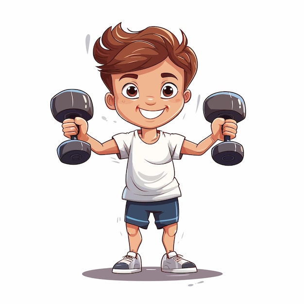 Vector puberty_boy_training_with_dumbbells