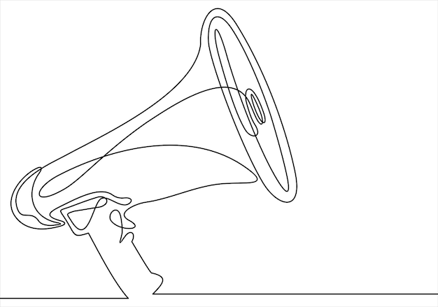 public horn speaker continuous one line.Megaphone.