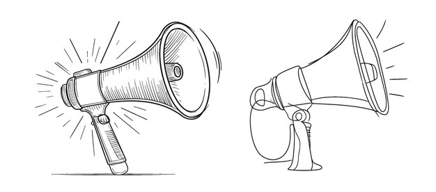 Vector public horn speaker in one continuous line drawing