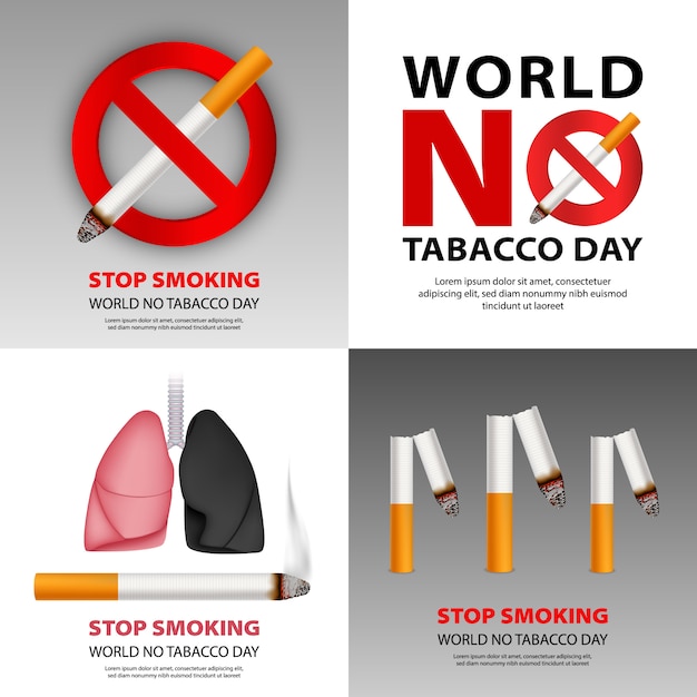 Public no smoking banner set