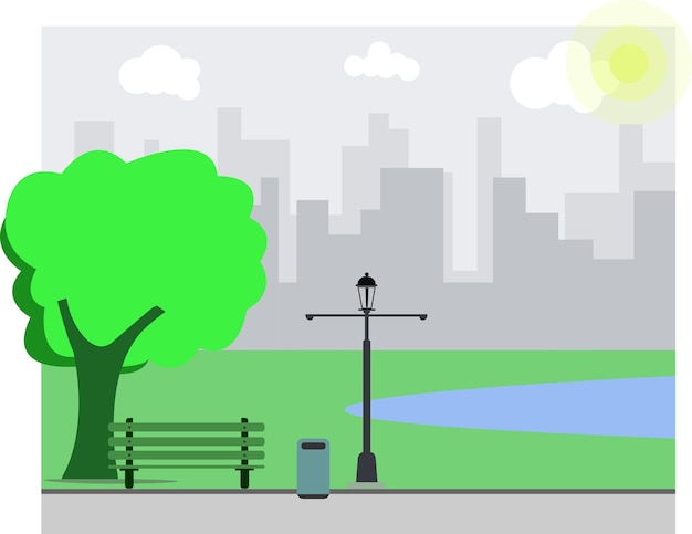 Public park flat design illustration