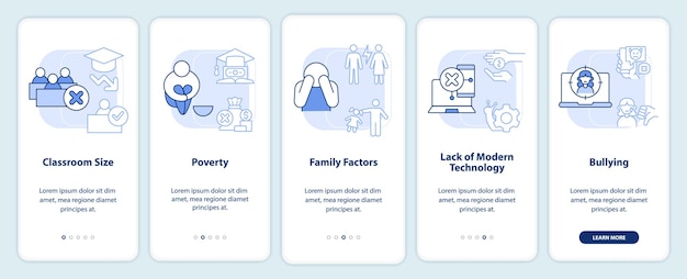Public schools challenges light blue onboarding mobile app screen