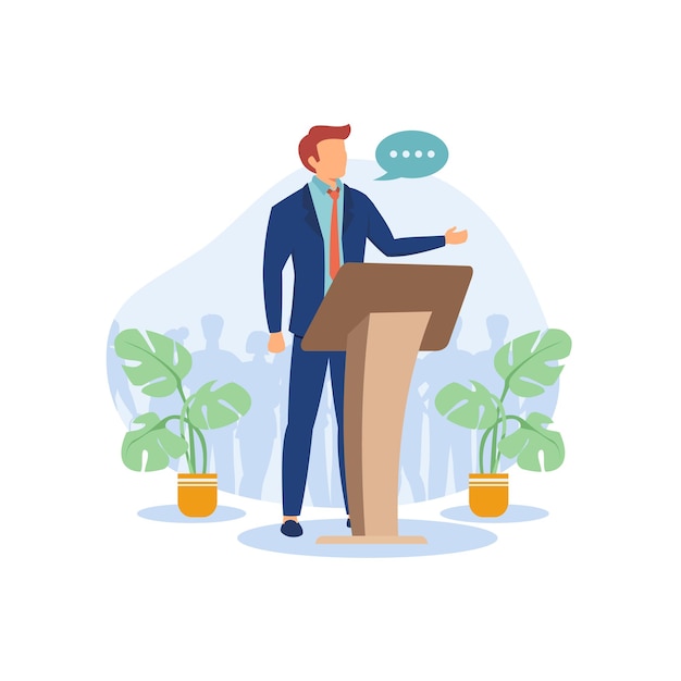 Public speaking profiles flat modern design illustration