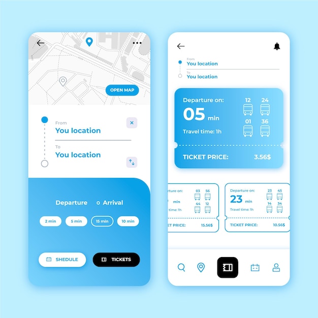 Vector public transport app interface