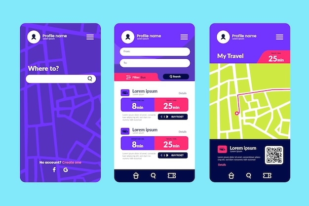 Vector public transport app interface