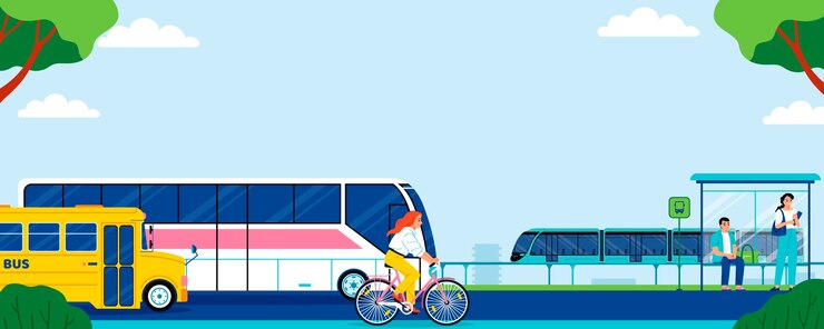 Vector public transport composition in flat design