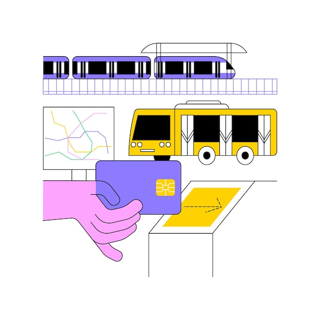 公共交通機関旅行パス カード抽象的な概念ベクトル図