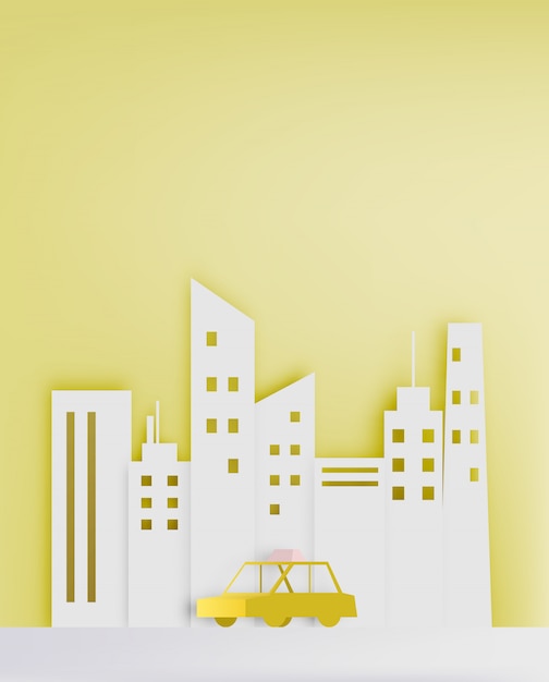 Public Transportation paper art style vector illustration