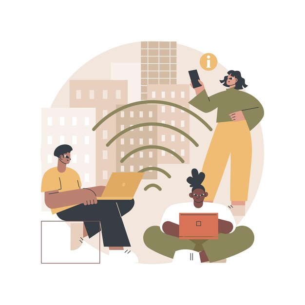 Public wi-fi hotspot abstract illustration