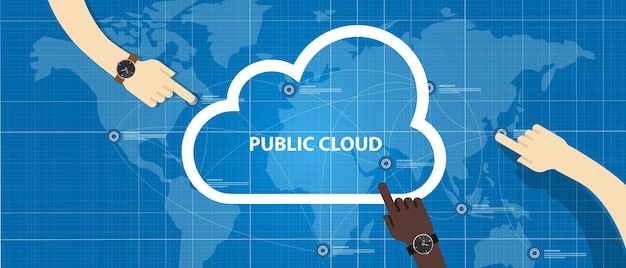 publieke cloud binnen een bedrijf icoon van wereldwijde gegevensopslag handbeheer