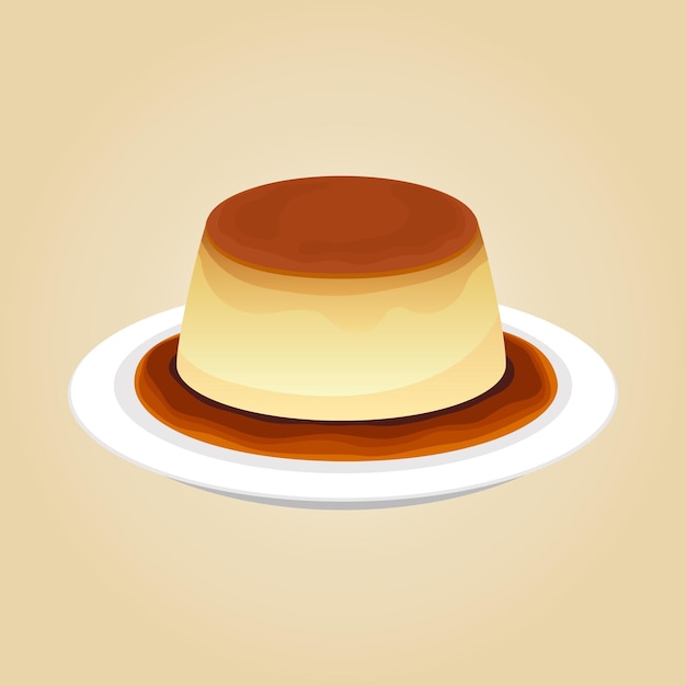 Pudding Cream Dessert Sweet Food Vector