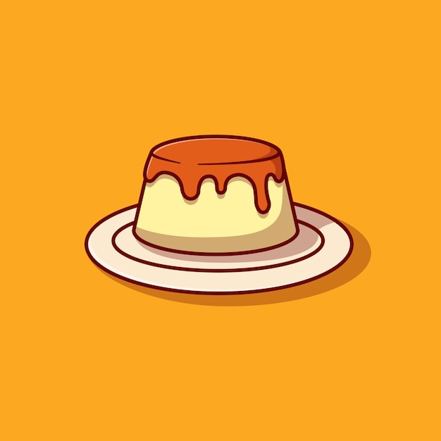 Pudding met bosbessensaus vectorillustratieontwerp