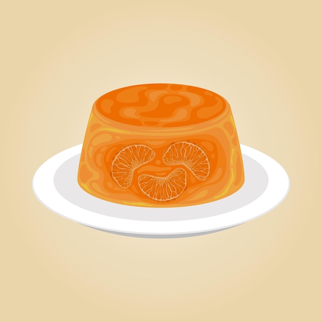 Pudding Orange Dessert Sweet Food Vector