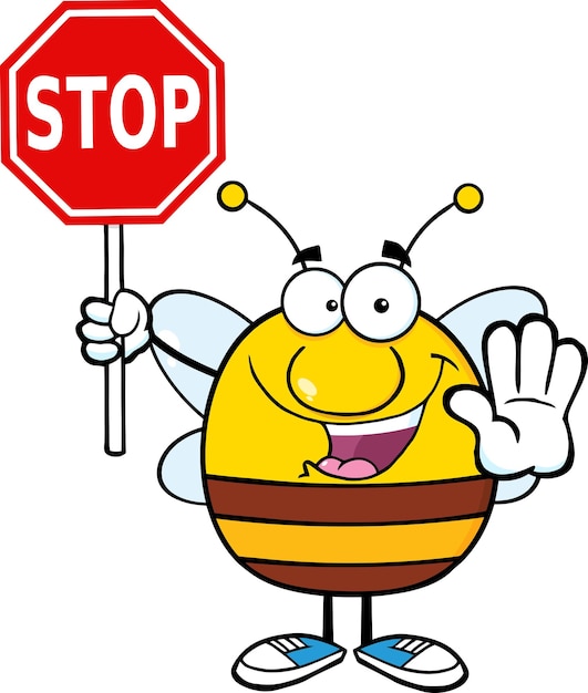 Pudgy Bee Holding A Stop Sign