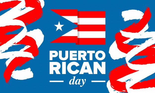 Puerto rican day festival and parade independence and freedom holiday puerto rico flag vector