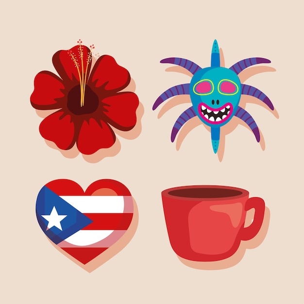 Vector puerto rico cultuur iconen