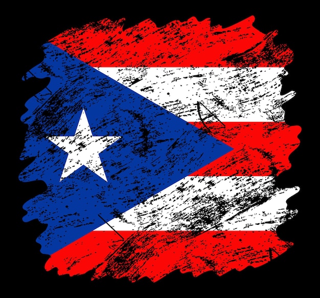 Фон кисти гранж флаг пуэрто-рико. старый флаг кисти векторные иллюстрации. абстрактное понятие национального фона.
