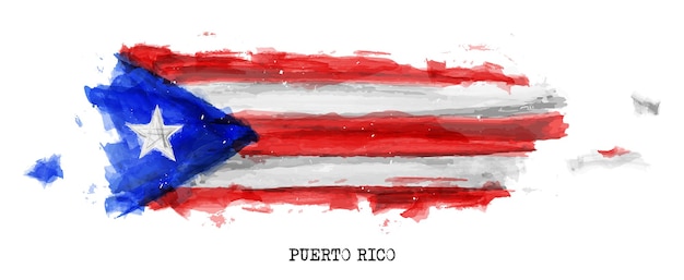 Puerto Rico vlag en kaart aquarel schilderij ontwerp. Realistische tekening land vorm. Witte geïsoleerde achtergrond. vector.