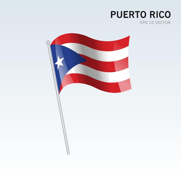 Puerto Rico waving flag isolated on gray