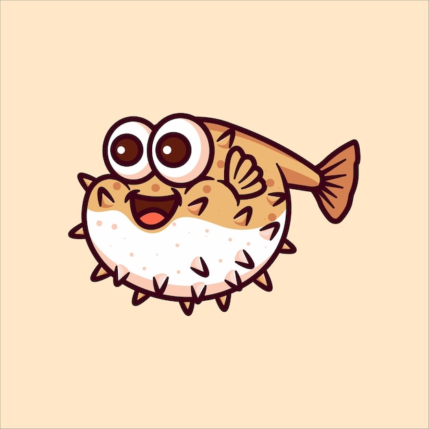 Vector puffer fish cartoon illustration animal