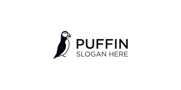 Puffin silhouette logo design template