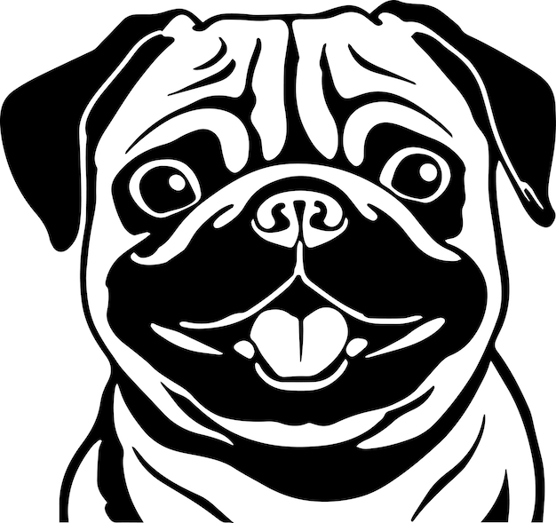 Pug dog face isolated on a white background SVG Vector Illustration