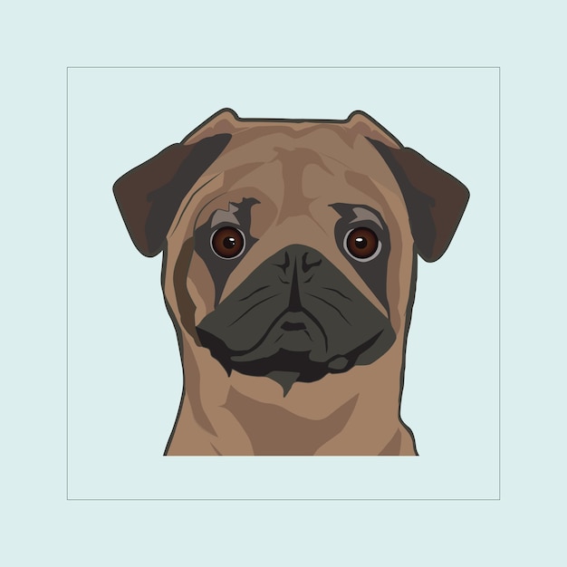 Pug dog head illustration vector